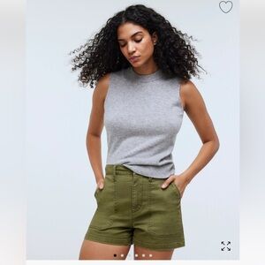 Women's Madewell The Perfect Vintage Fatigue Shorts Army Green Utility Size 26